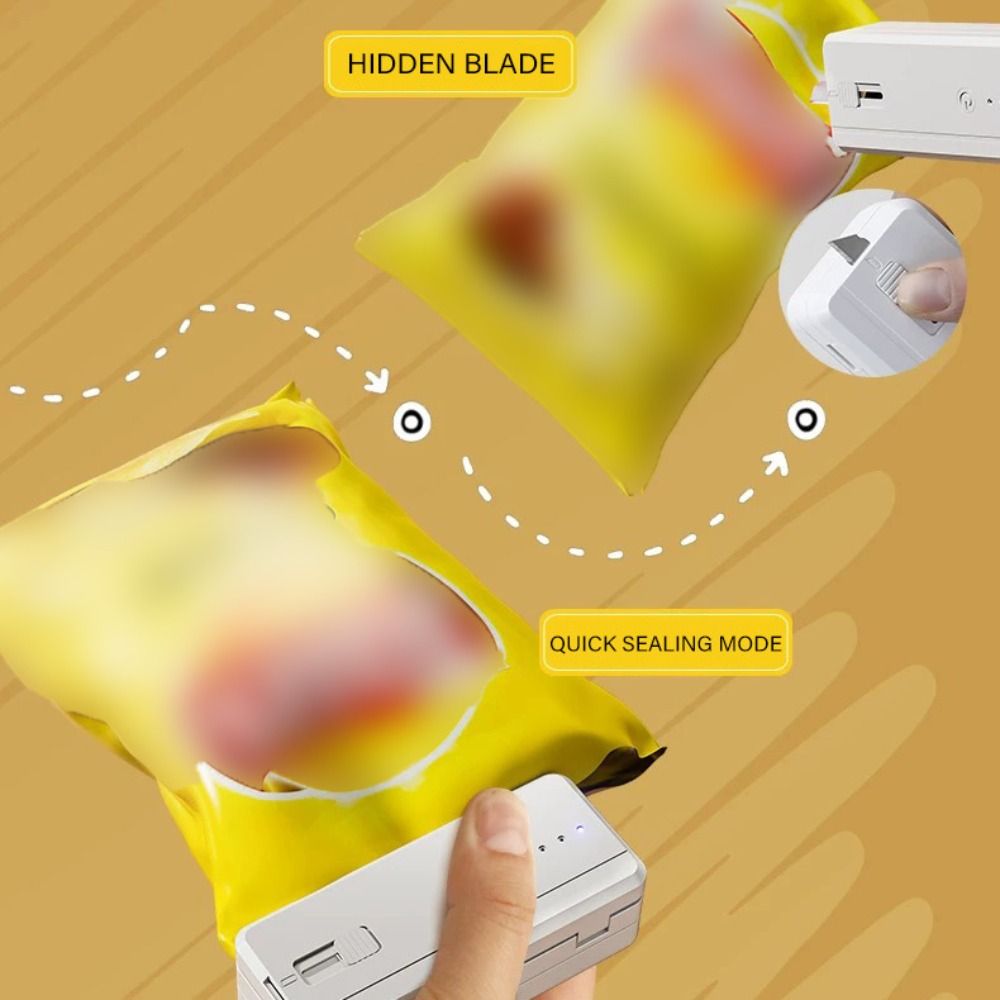 Quick Food Snacks - เครื่องซีลถุงขนมแบบแม่เหล็ก 2 in 1 เครื่องซีลถุงบรรจุอาหารขนาดเล็ก ชาร์จผ่าน