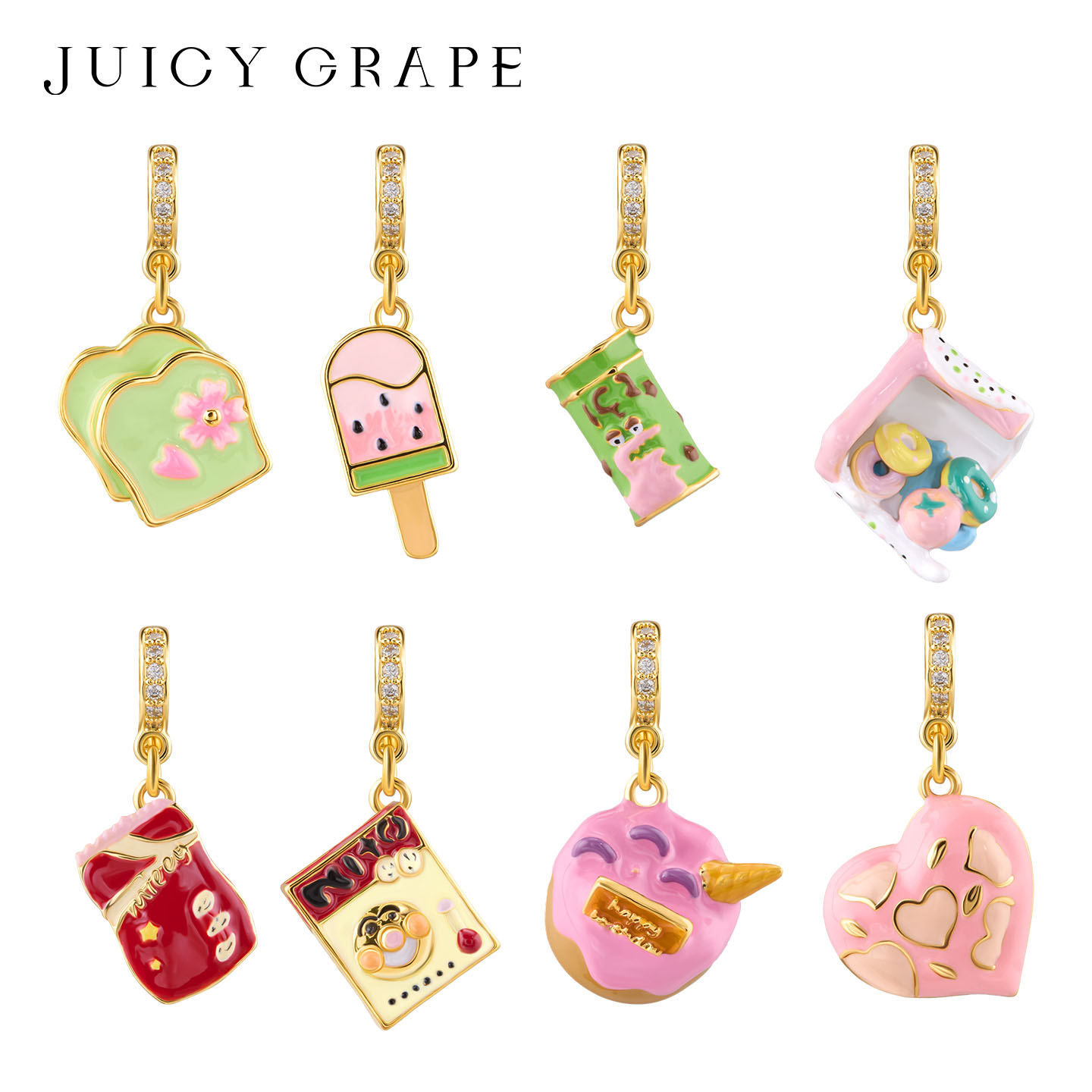 Food Sweet Snacks - จี้เคลือบเงา 3 มิติ รูปขนมหวาน ไอศกรีม ของตกแต่งเสื้อผ้า